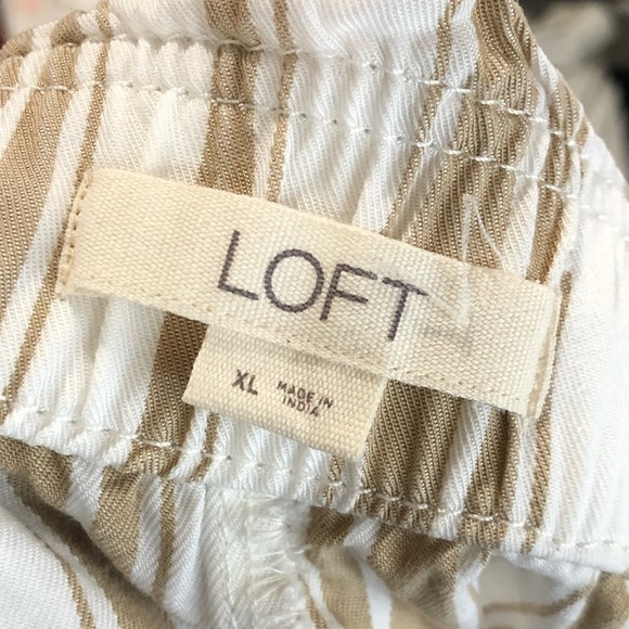 Ann Taylor LOFT White & Tan Stripe Paperbag High Rise Shorts XL - Picture 4 of 4
